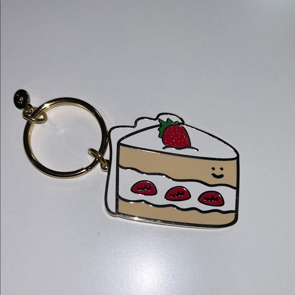 Slice of strawberry cake keychain